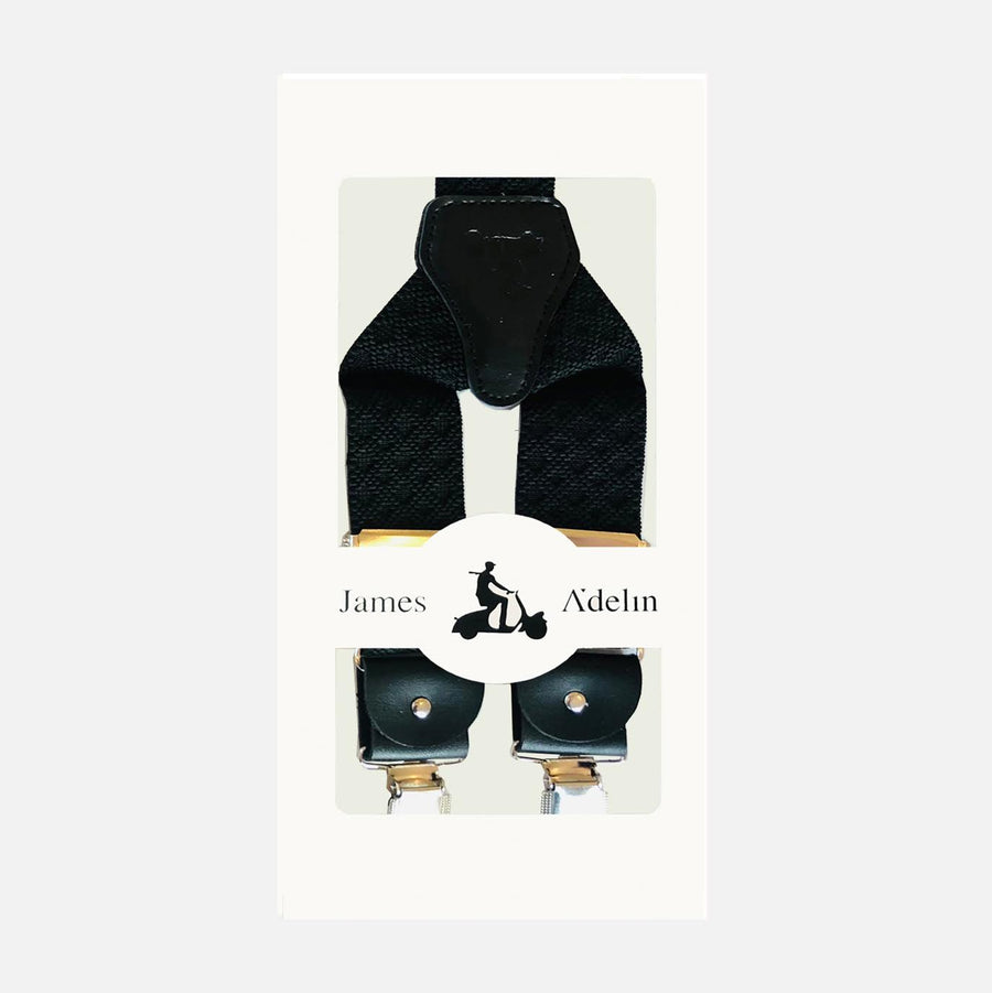 James Adelin Mens Suspenders in Black Argyle