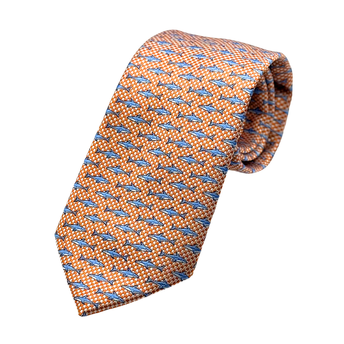 James Adelin Mens Luxury Microfibre Neck Tie in Textured Weave Shark Motif Design