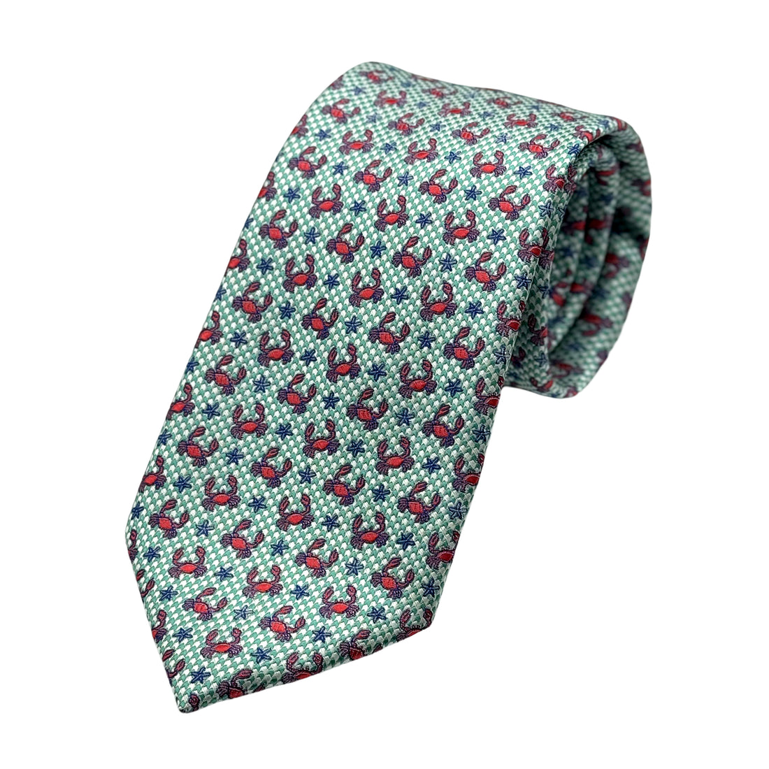 James Adelin Mens Luxury Microfibre Neck Tie in Spotted Textured Weave Crabs Design