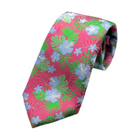 James Adelin Mens Luxury Microfibre Neck Tie in Horizontal Stripe Weave Floral Design