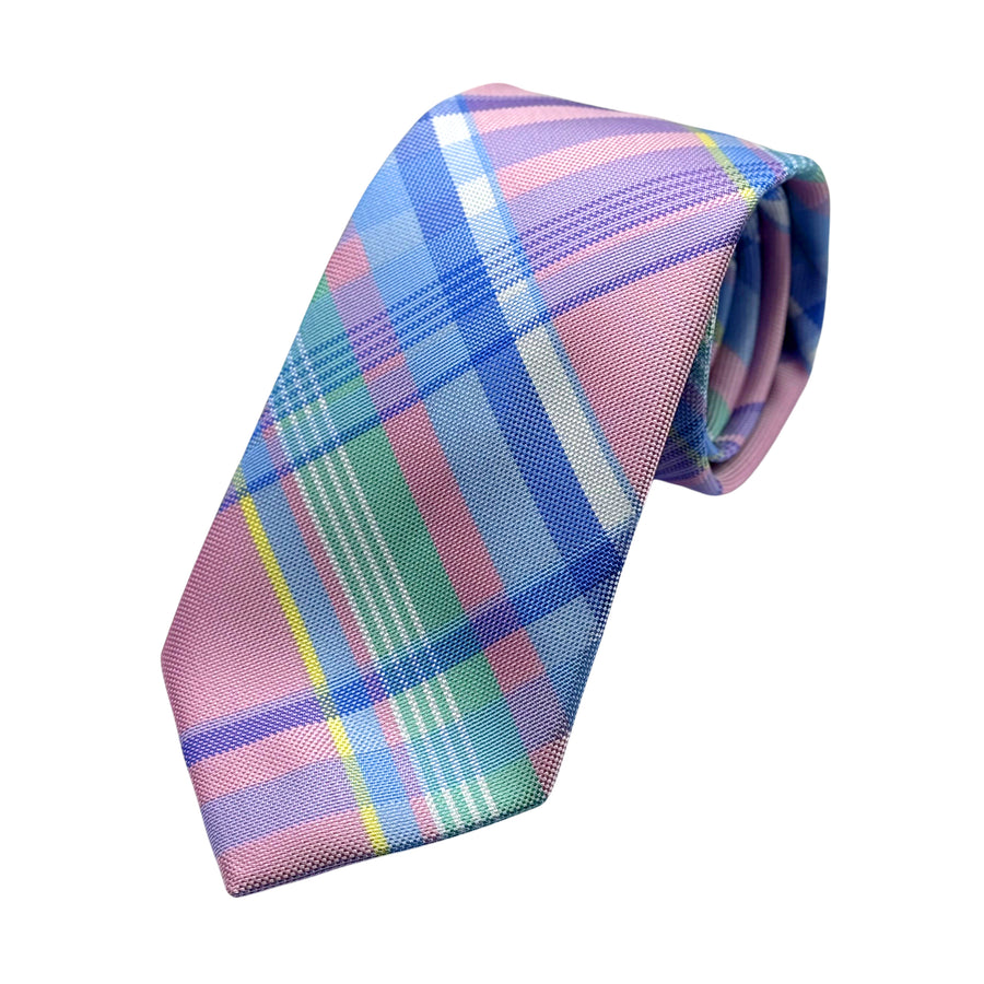 James Adelin Mens Luxury Microfibre Neck Tie in Textured Check Weave Design