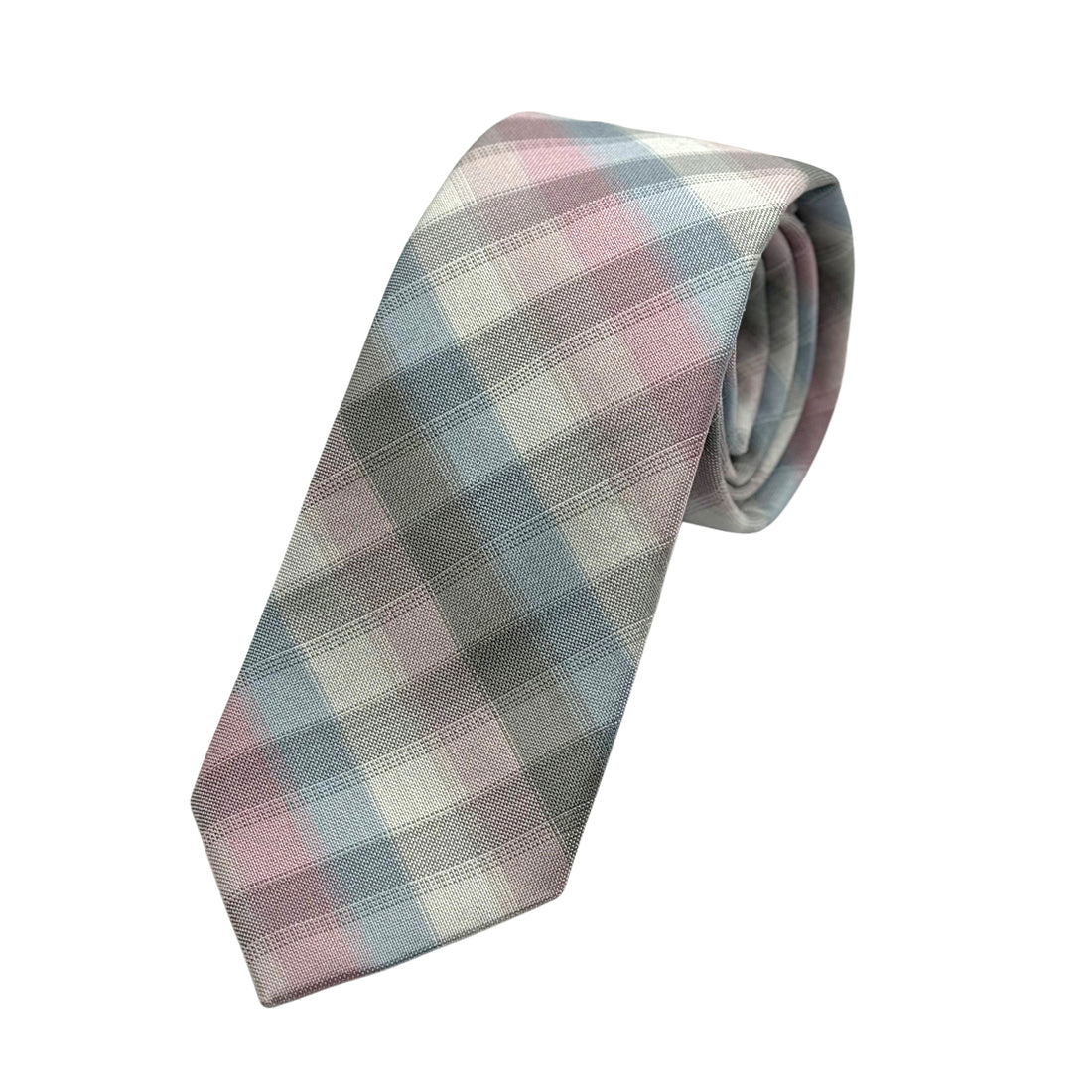 James Adelin Mens Luxury Microfibre Neck Tie in Textured Check Weave Design