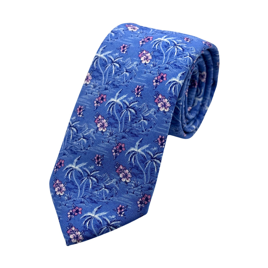 James Adelin Mens Luxury Microfibre Neck Tie in Textured Weave Floral Design