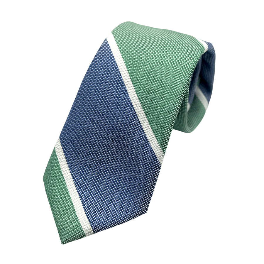 James Adelin Mens Luxury Silk/Linen Neck Tie in Subtle Textured Regimental Striped Design