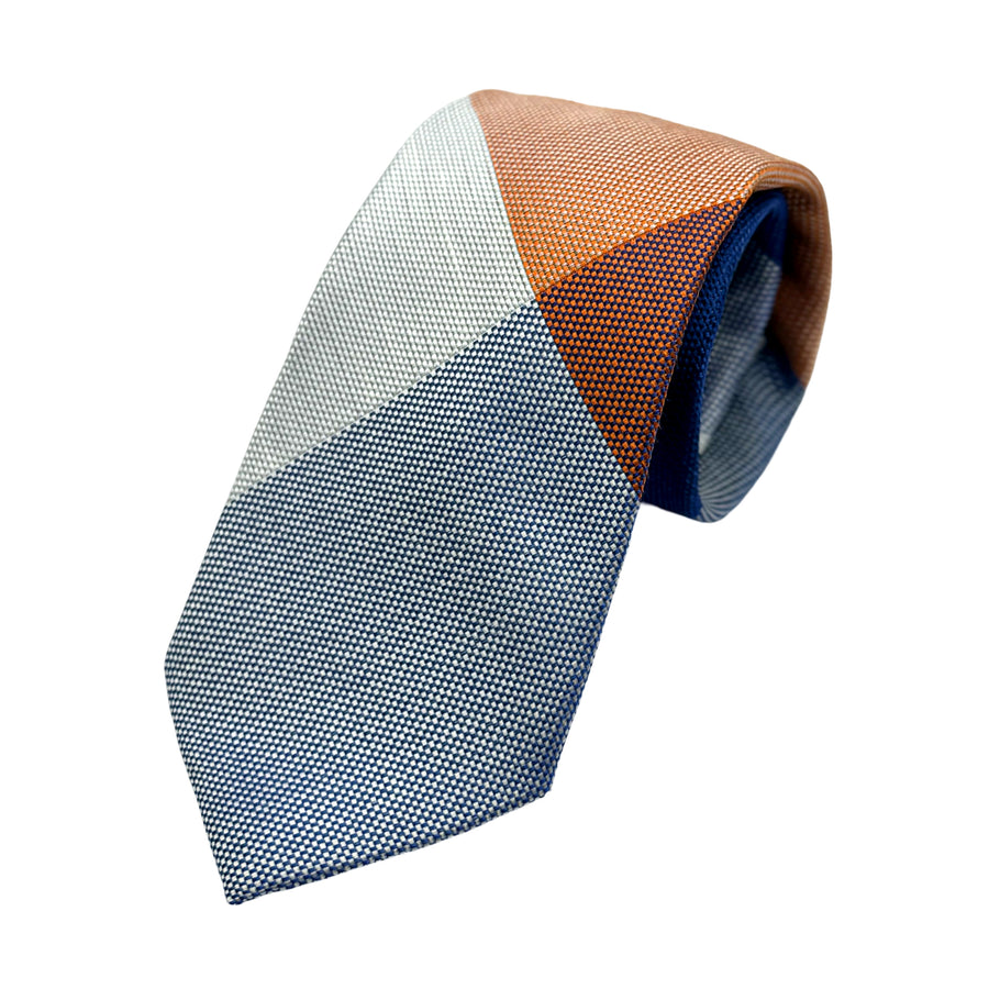 James Adelin Mens Luxury Silk/Linen Blend Neck Tie in Textured Check Weave Design