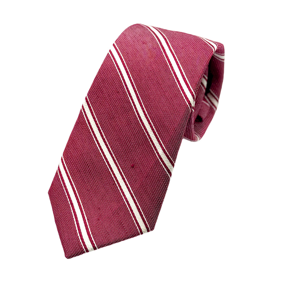 James Adelin Mens Luxury Silk/Linen Blend Neck Tie in Textured Slub Striped Weave Design