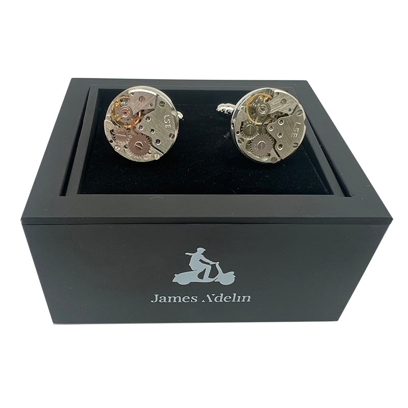 James Adelin Silver Gear Circular Cuff Links