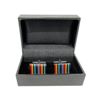 James Adelin Silver Rectangular Striped Cuff Links