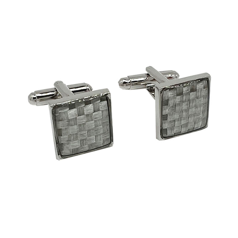 James Adelin Silver Square Silver Basket Weave Cuff Links