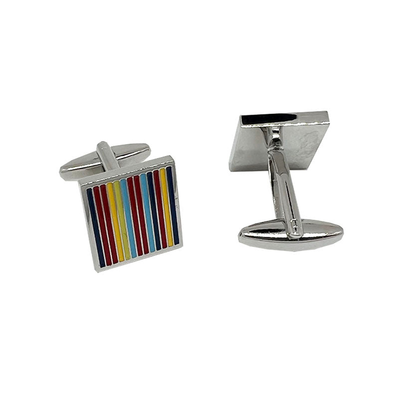 James Adelin Silver Square Striped Cuff Links