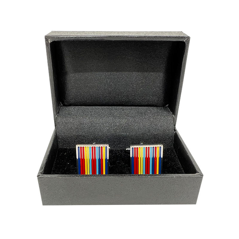 James Adelin Silver Square Striped Cuff Links