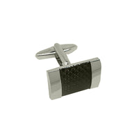 James Adelin Silver/Black Carbon Fibre Rectangle Cuff Links