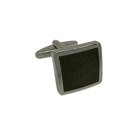 James Adelin Silver/Black Carbon Fibre Square Cuff Links