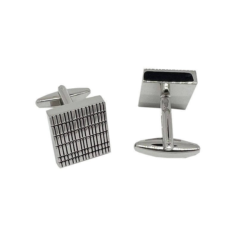 James Adelin Silver Square Grated Striped Cuff Links