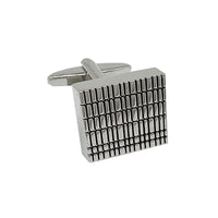 James Adelin Silver Square Grated Striped Cuff Links