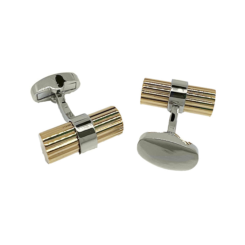 James Adelin Silver/Gold Barrel Ribbed Cuff Links