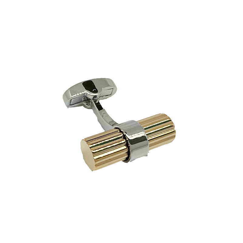 James Adelin Silver/Gold Barrel Ribbed Cuff Links