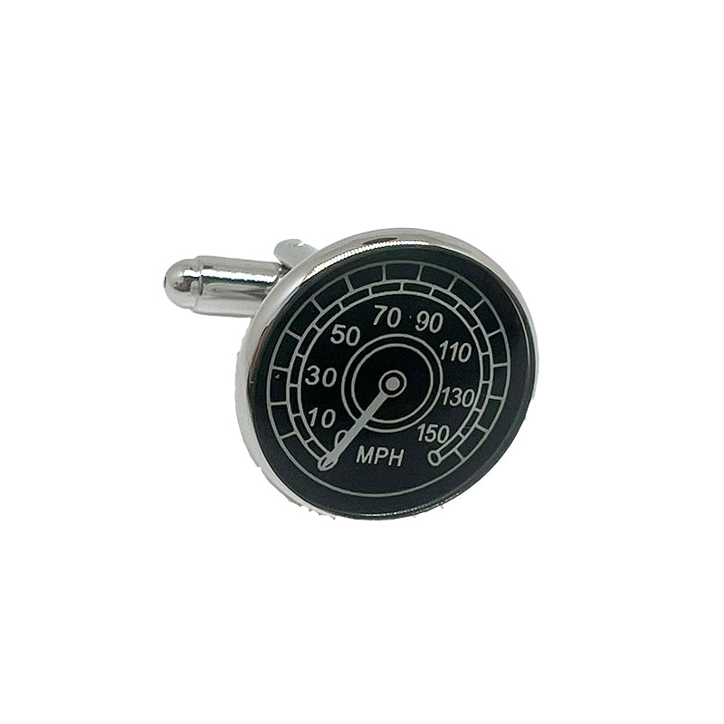 James Adelin Silver/Black Speedometer Circular Cuff Links