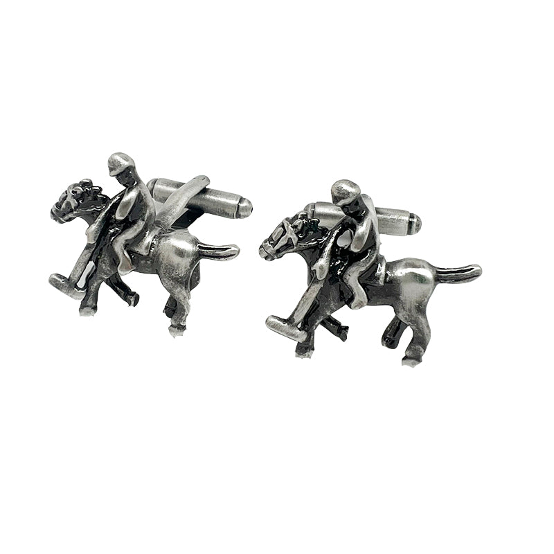 James Adelin Antique Silver Polo Player Cuff Links