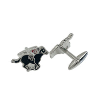 James Adelin Silver/Black Horse Racing Cuff Links