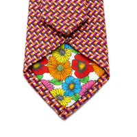 JACQUES MONCLEEF Italian Geometric Silk Neck Tie in Orange and Purple