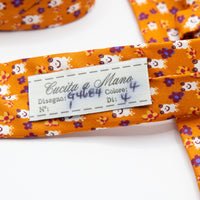 1962 ITALY Mens Italian Printed Silk Neck Tie in Orange