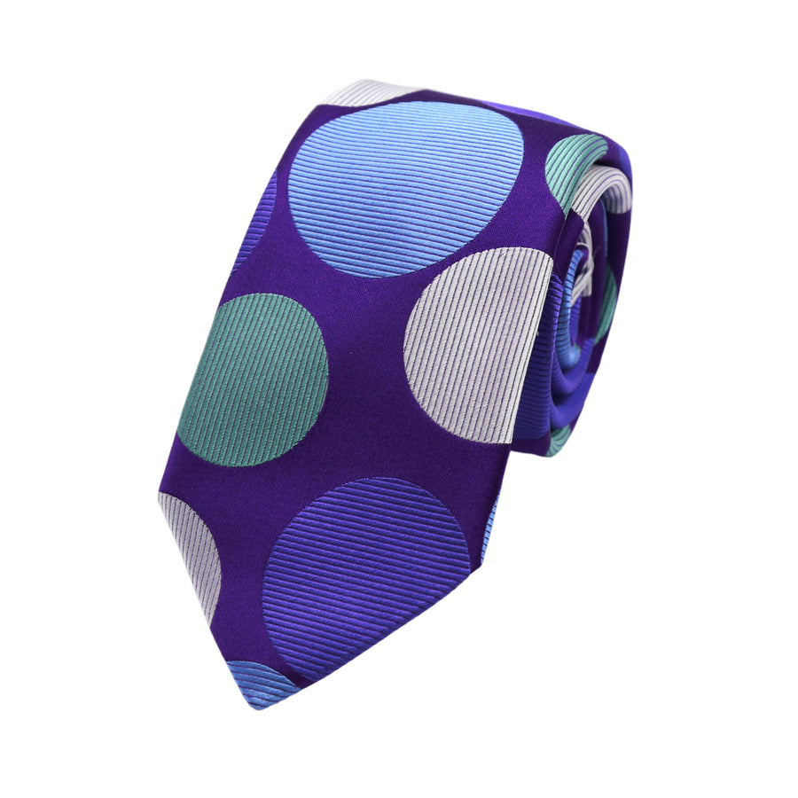 JAMES ADELIN Italian Polka Dot Silk Neck Tie in Purple