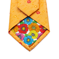 JACQUES MONCLEEF Italian Mini Floral Silk Neck Tie in Orange