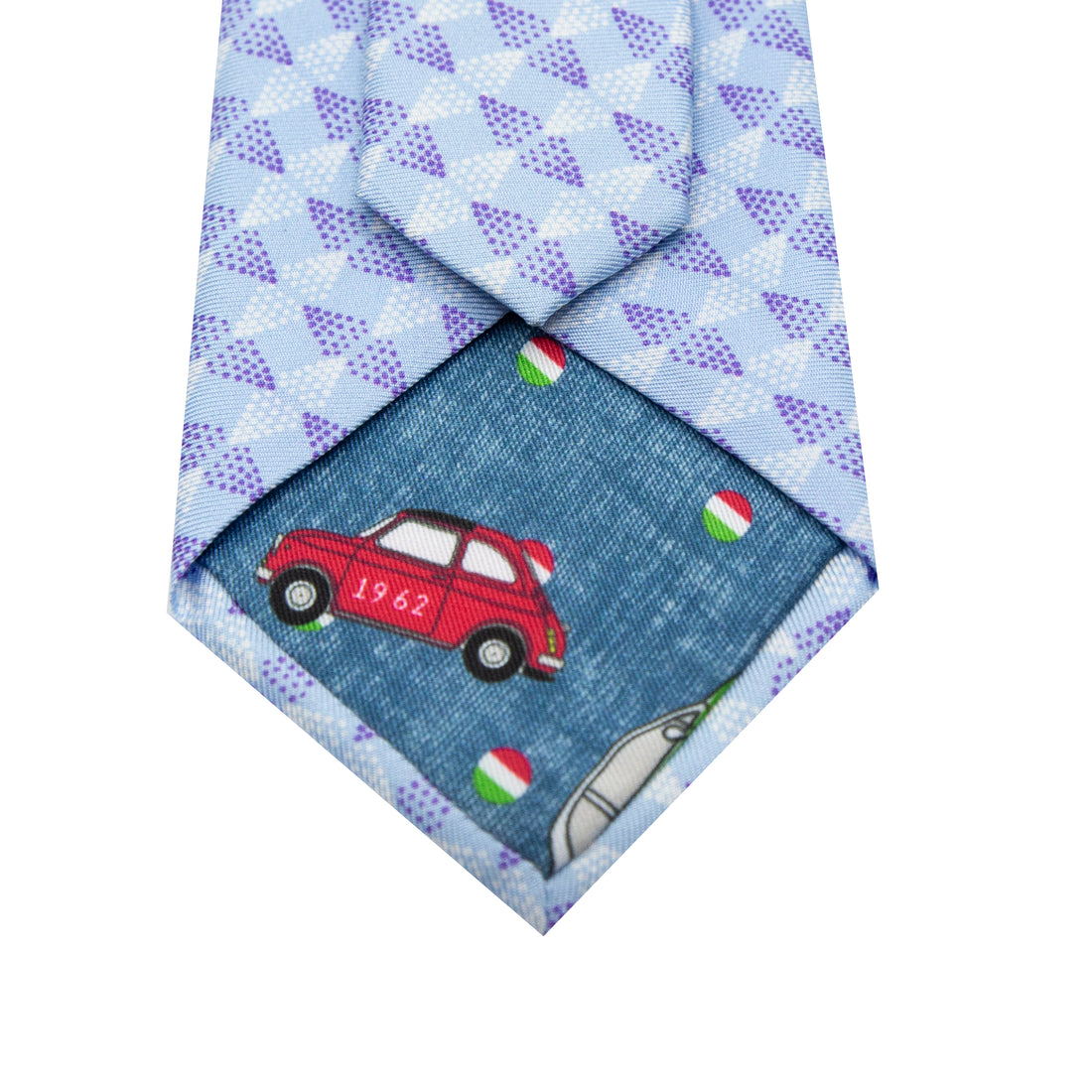 1962 ITALY Mens Italian Geometric Silk Neck Tie in Sky and Purple