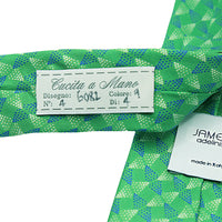 1962 ITALY Mens Italian Geometric Silk Neck Tie in Green and Navy