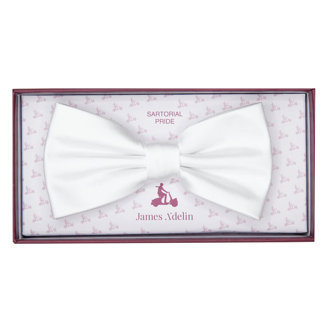 James Adelin Luxury Satin Weave Bow Tie in White