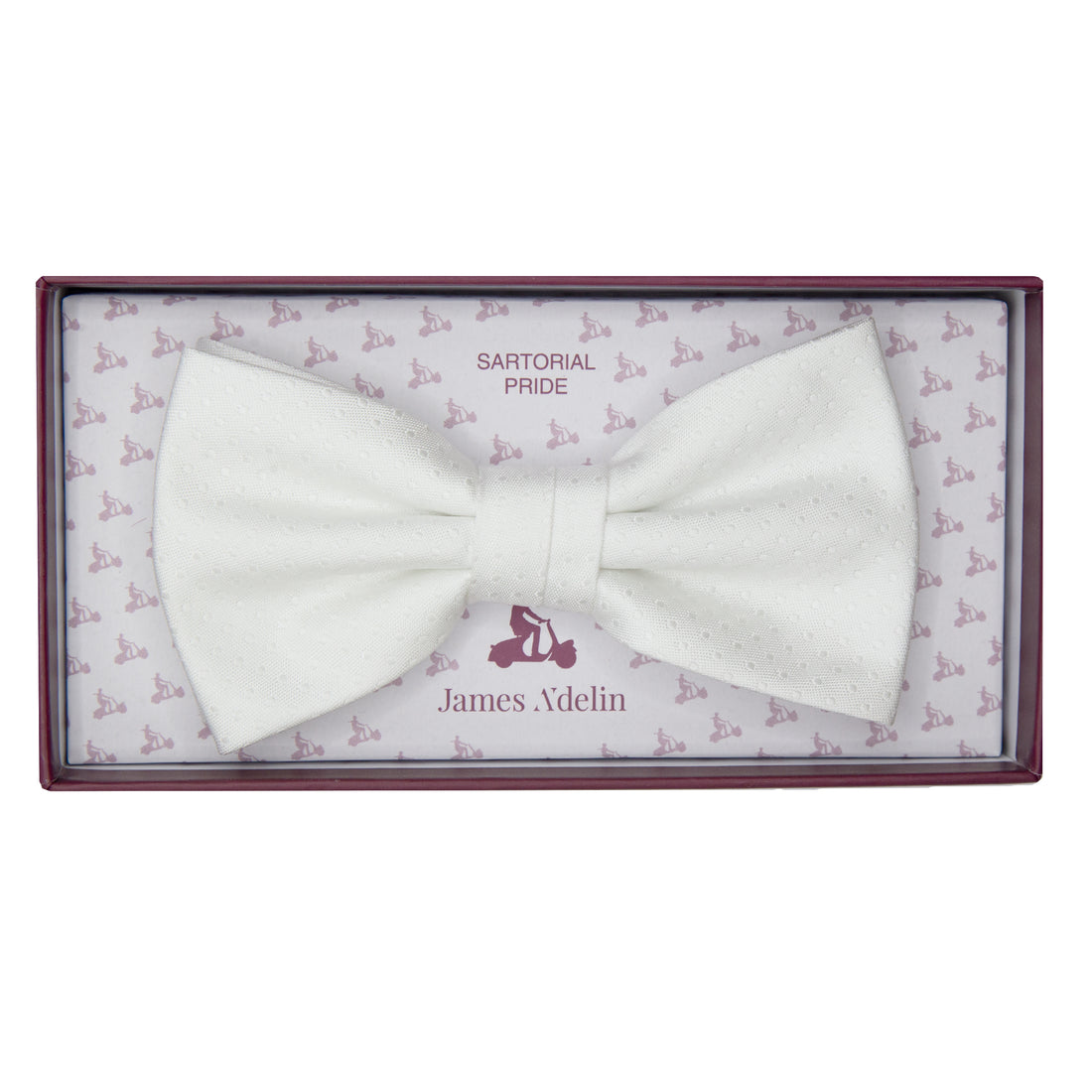 James Adelin Mini Spot Bow Tie in White