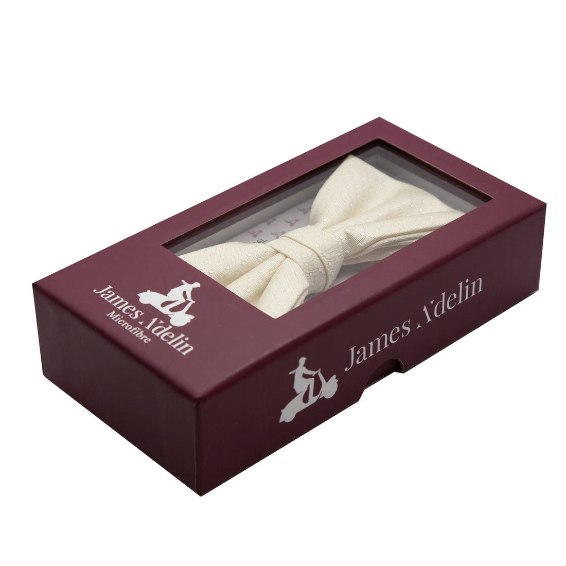 James Adelin Mini Spot Bow Tie in Ivory and White