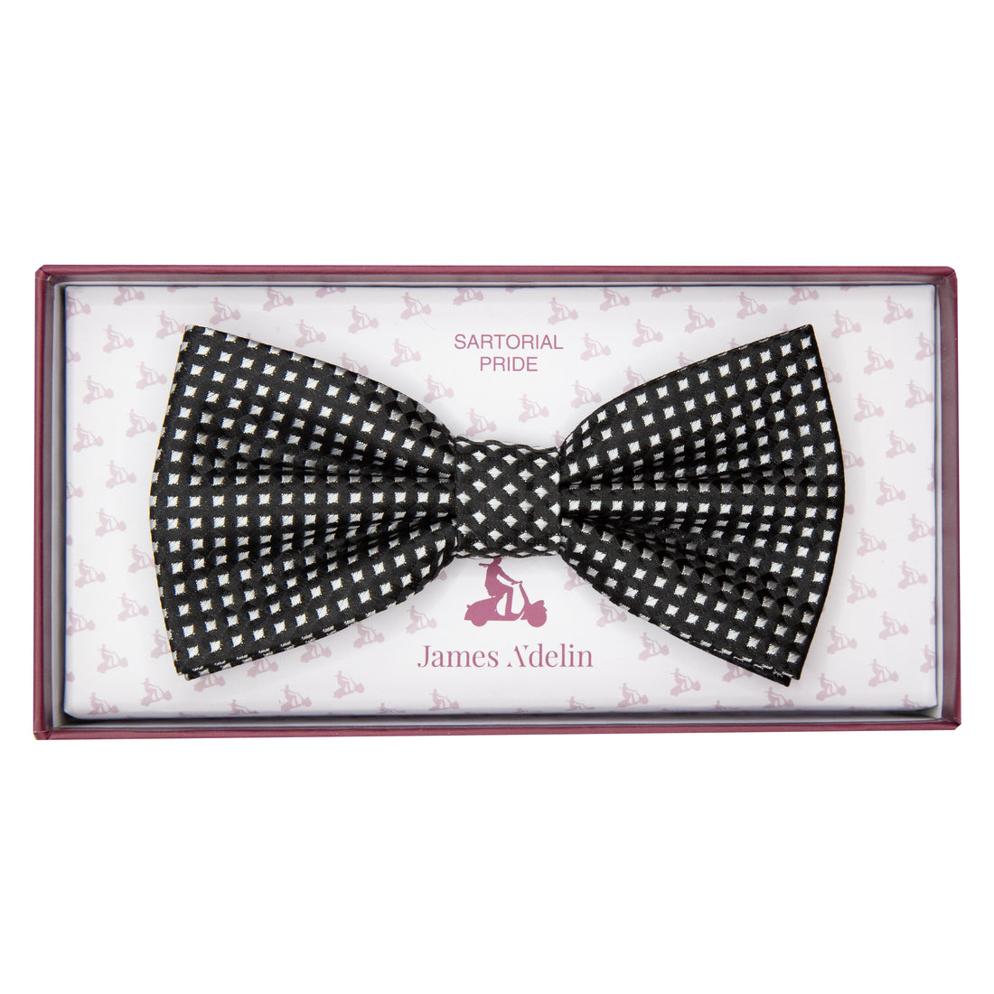 JAGINGHAMB James Adelin Luxury Gingham Textured Weave Pre Tied Bow Tie