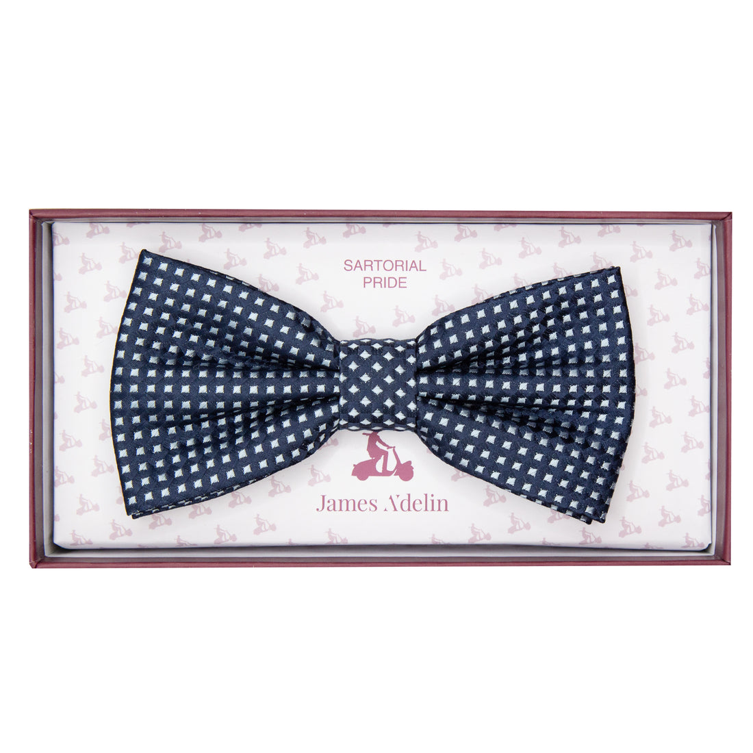 JAGINGHAMB James Adelin Luxury Gingham Textured Weave Pre Tied Bow Tie