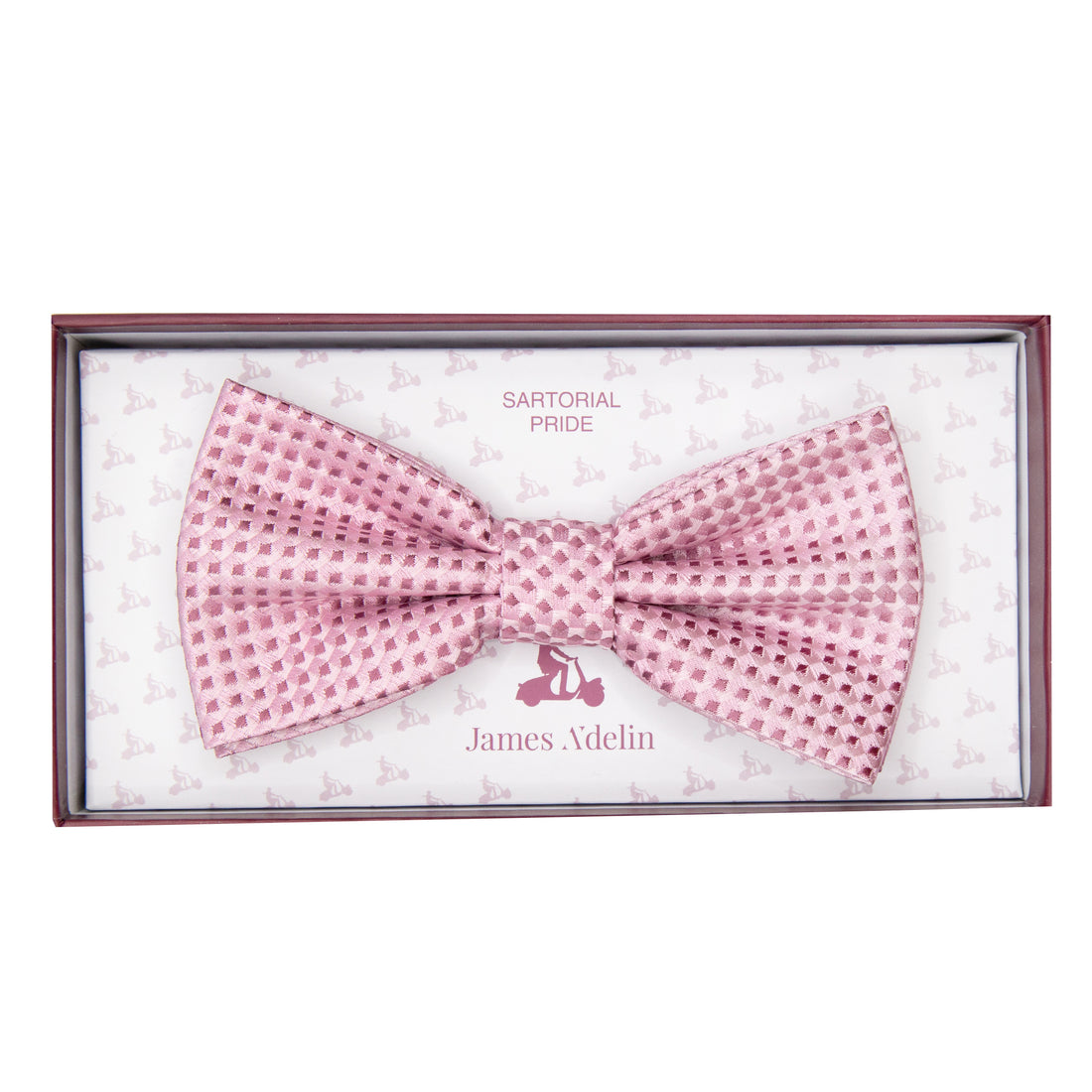 JAGINGHAMB James Adelin Luxury Gingham Textured Weave Pre Tied Bow Tie