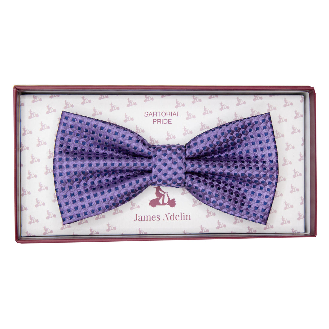 JAGINGHAMB James Adelin Luxury Gingham Textured Weave Pre Tied Bow Tie