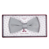 James Adelin Luxury Knitted Bow Tie in Silver