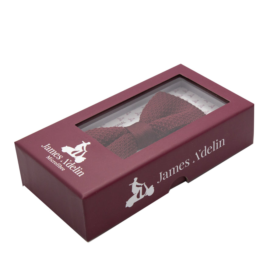 James Adelin Luxury Knitted Bow Tie in Burgundy