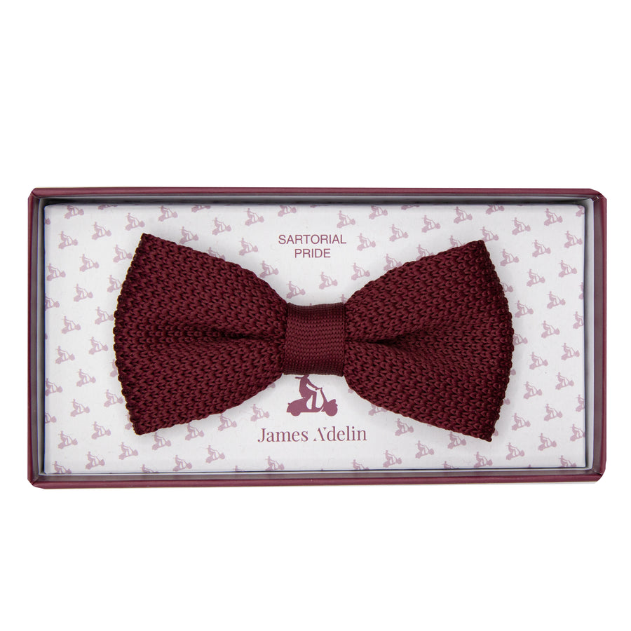 James Adelin Luxury Knitted Bow Tie in Burgundy