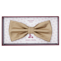 James Adelin Luxury Pin Dot Textured Weave Bow Tie in Gold