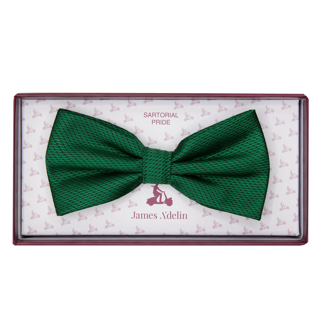 James Adelin Luxury Pin Dot Textured Weave Bow Tie in Green