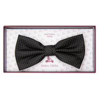 JASPOTTEDSTRIPEB James Adelin Luxury Spotted Stripe Pin Point Textured Weave Pre Tied Bow Tie