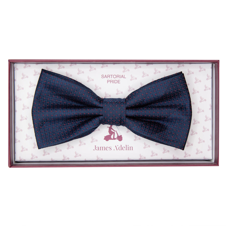 JASPOTTEDSTRIPEB James Adelin Luxury Spotted Stripe Pin Point Textured Weave Pre Tied Bow Tie