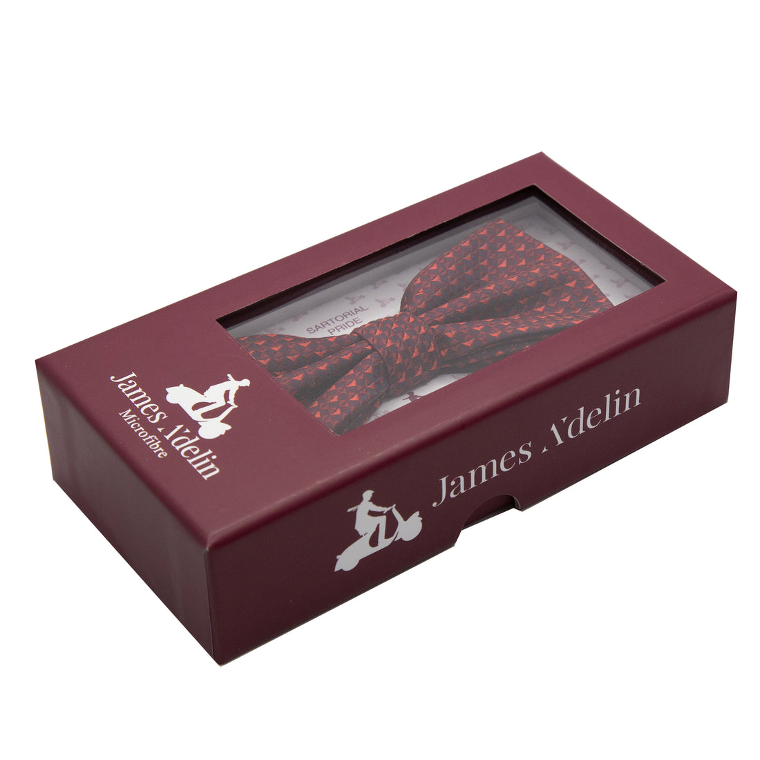 James Adelin Luxury Textured Weave Bow Tie in Burgundy/Red