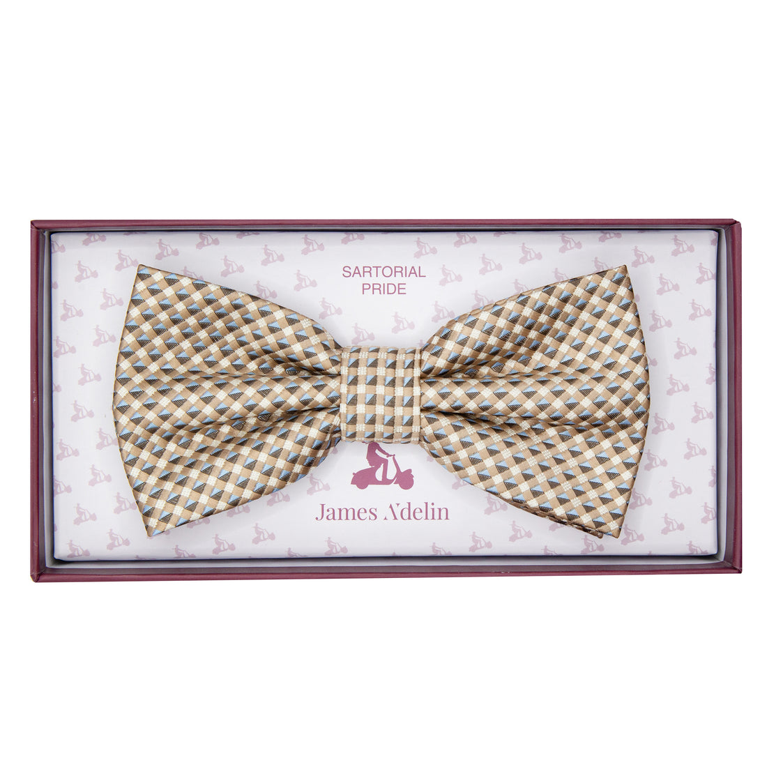 James Adelin Luxury Textured Weave Bow Tie in Beige/Sky