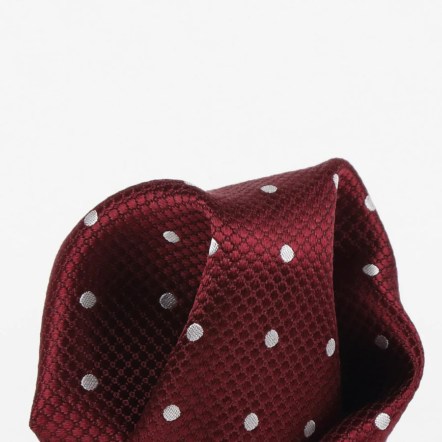 M19546H James Adelin Mens Silk Polka Dot Square Weave Pocket Square