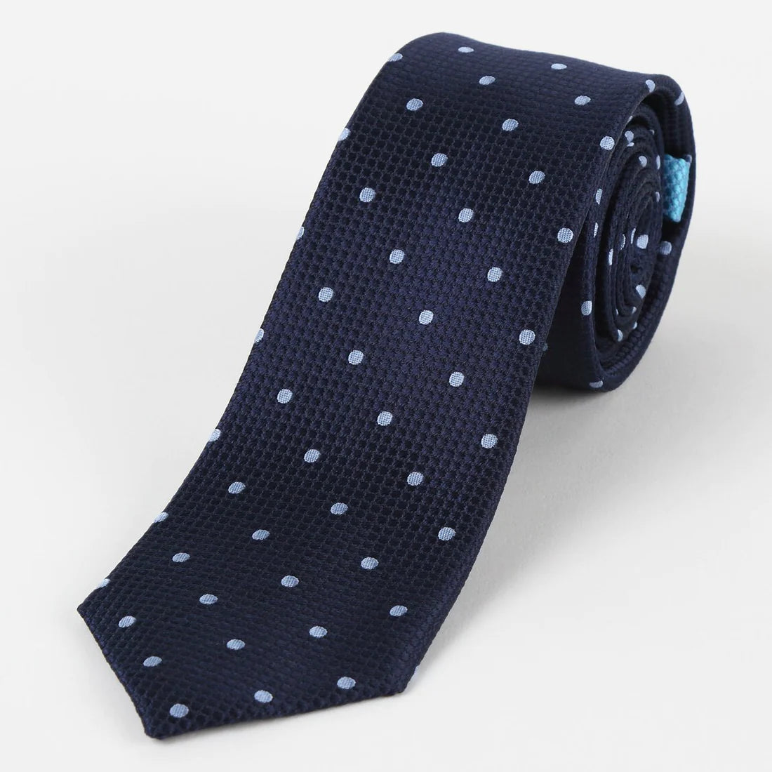 M19546T James Adelin Mens Silk Polka Dot Square Weave Neck Tie