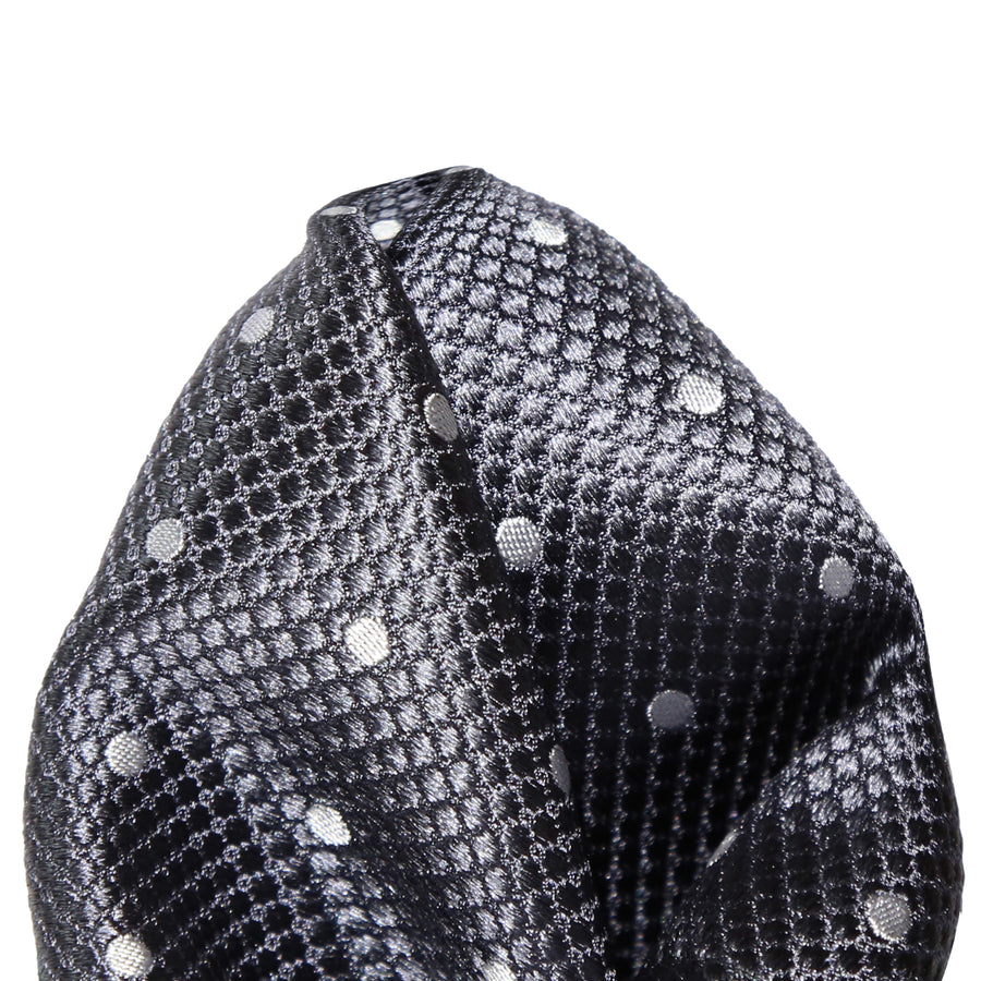 M19546H James Adelin Mens Silk Polka Dot Square Weave Pocket Square