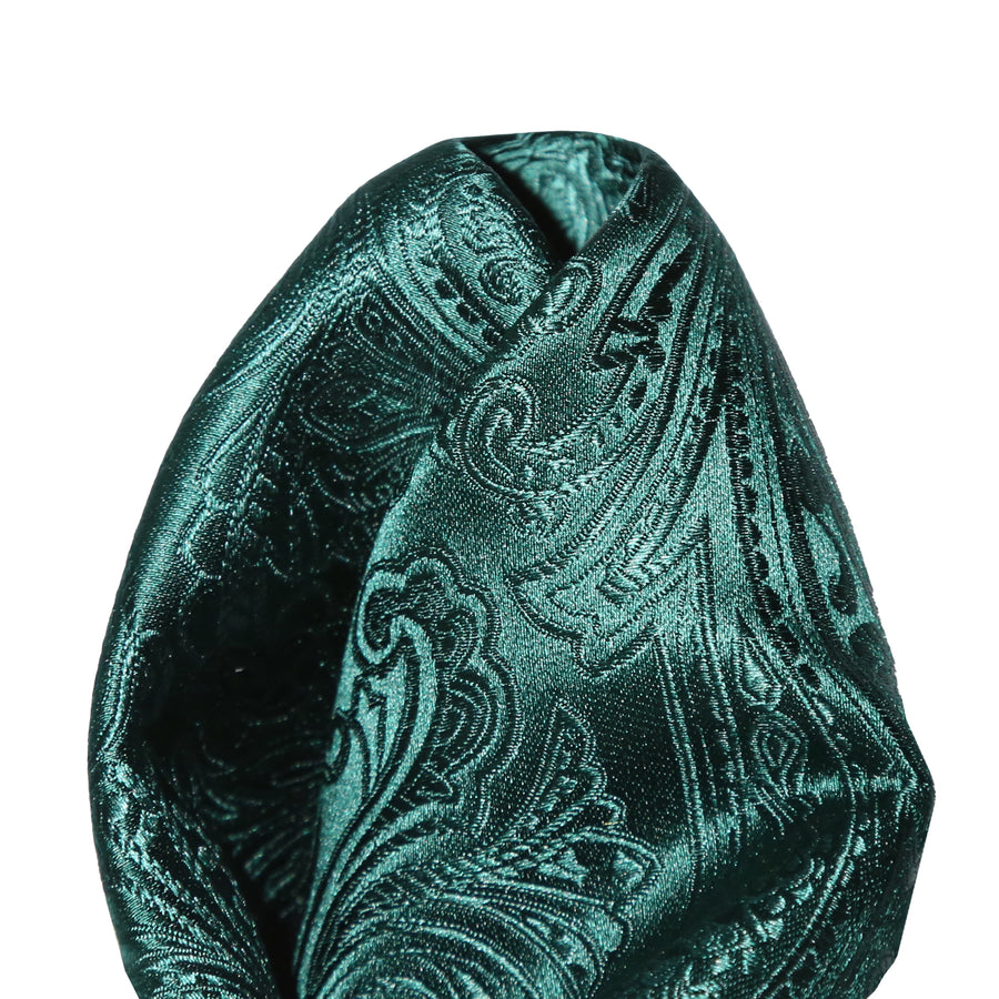 James Adelin Paisley Silk Pocket Square in Dark Green